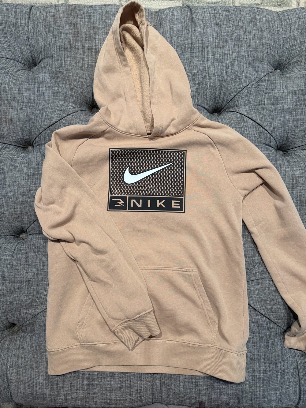 Nike Boy’s size Large Tan Hooded Sweatshirt with Logo